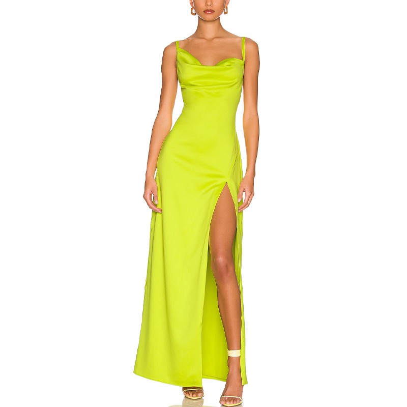 Green Satin Slip  Dress