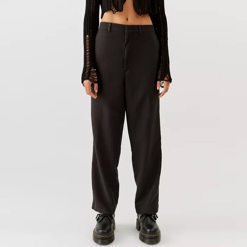 Fashion Simple Black Straight Pants For Women